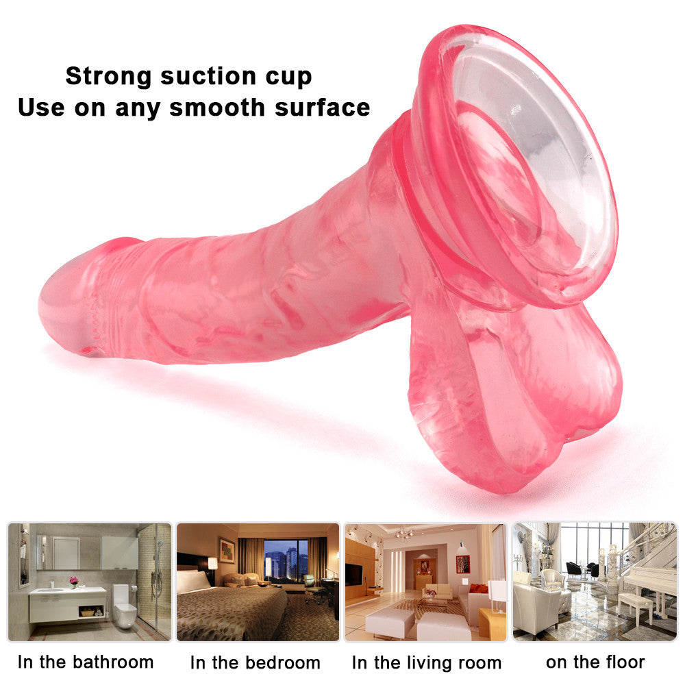 19 cm Transparante Pink Jelly Dildo