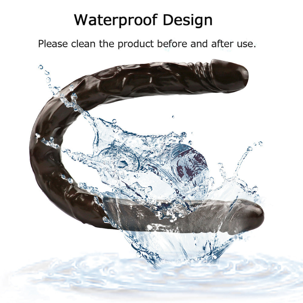 55 cm Donkerbruine Dubbelzijdige Flexibele Siliconen Dildo