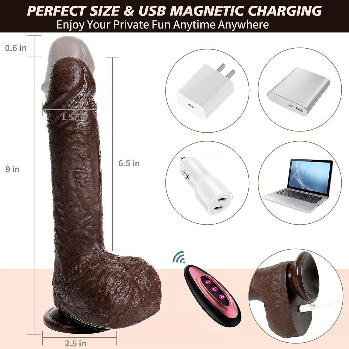 Zwarte Vibrerende Dildo Met Automatische Stootfunctie