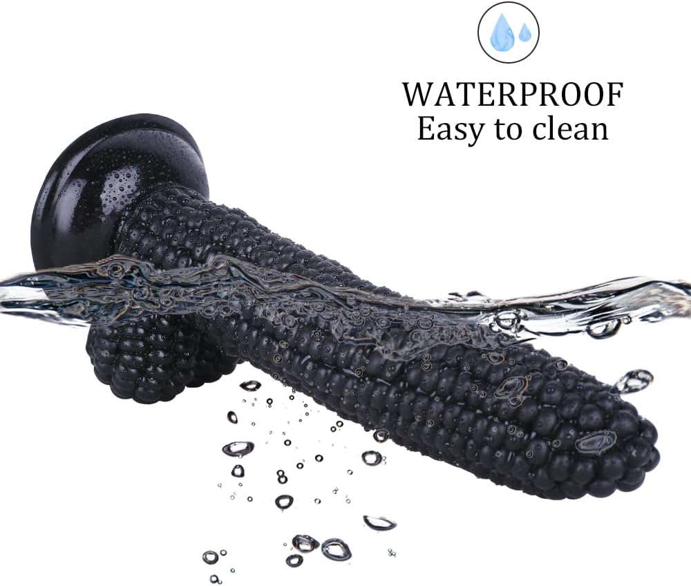 18 cm Zwarte Maïskolf Dildo met Noppen