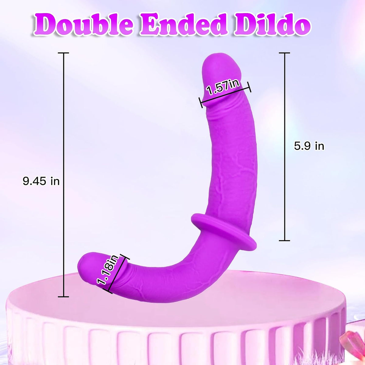 24cm Paarse Lesbienne Dubbele Voorbinddildo