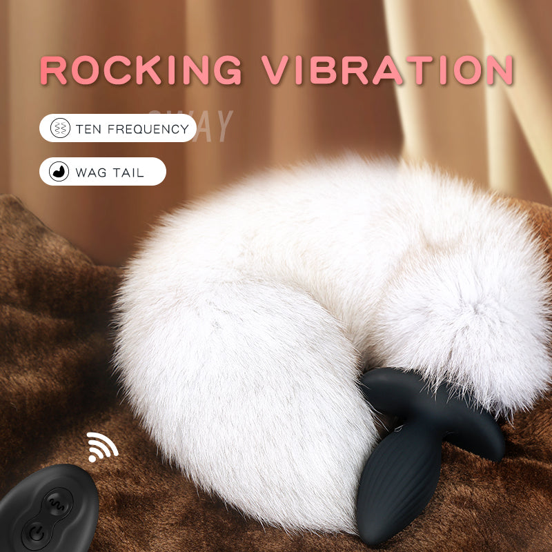 Geribbelde Fox Vibrating Buttplug Met Staart