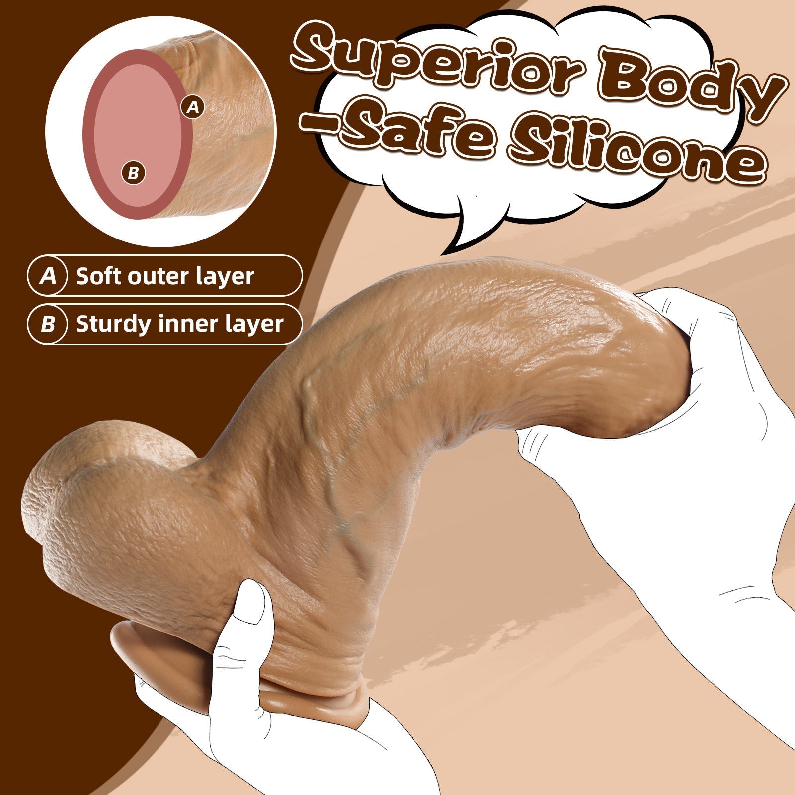 Grote Realistische Dildo 7.6 cm Dik