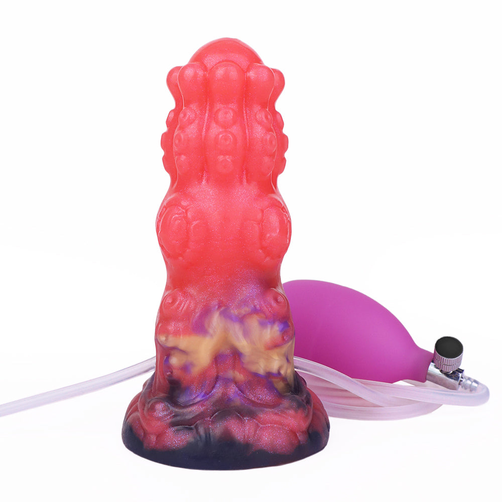 Rode Tentakel Inflatabledildo Met Knot En Spuitfunctie
