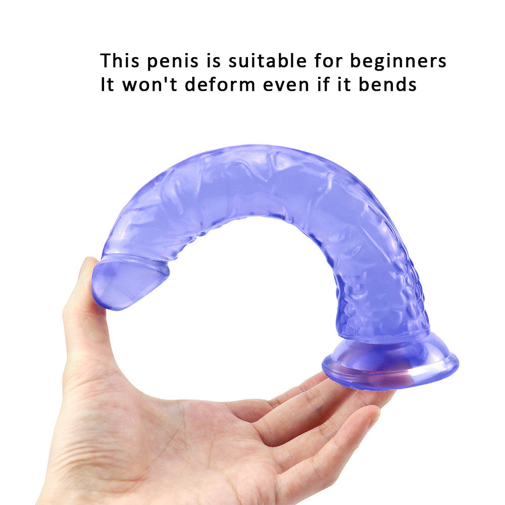 Blauwe Slanke Zuignap Dildo Met Jelly Look