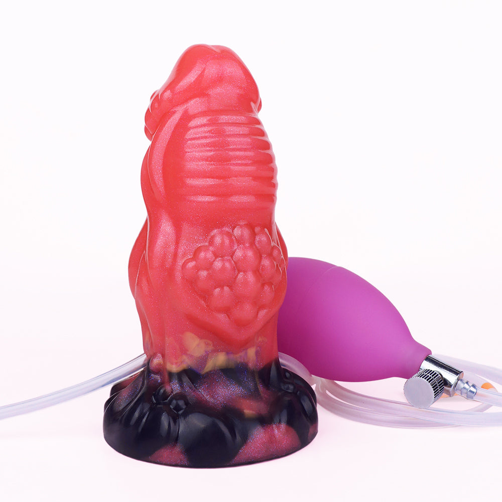 Opblaasbare dildo 22cm Rode Spuitende penis