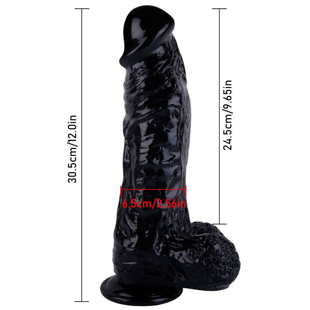 Grote Realistische Strap On Zwarte Dildo 30cm