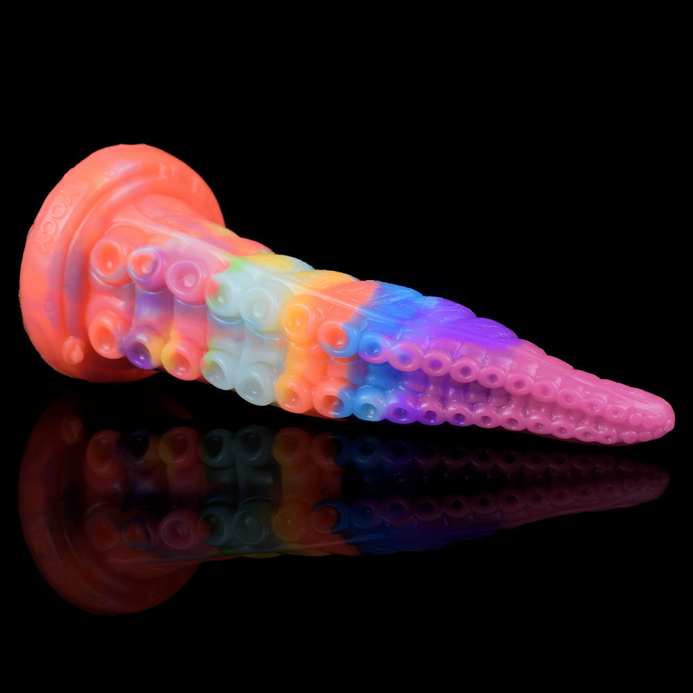 Lichtgevende Rainbow Fantasy Octopus Tenticle Dildo