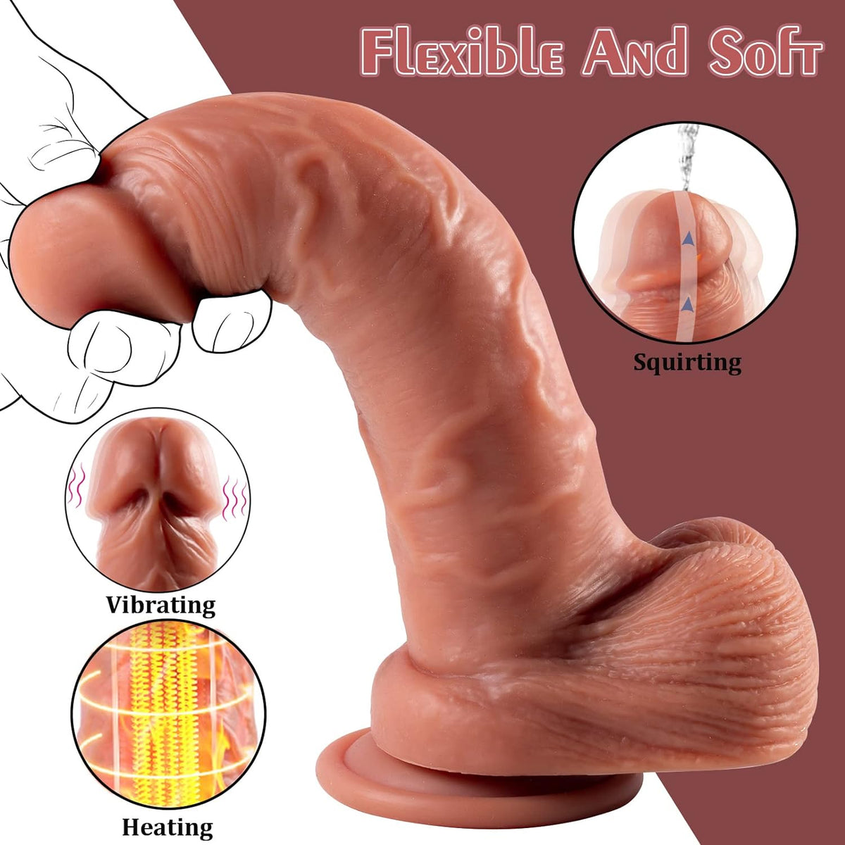 20cm Ejaculating Stotende Dildo Met Vibratie