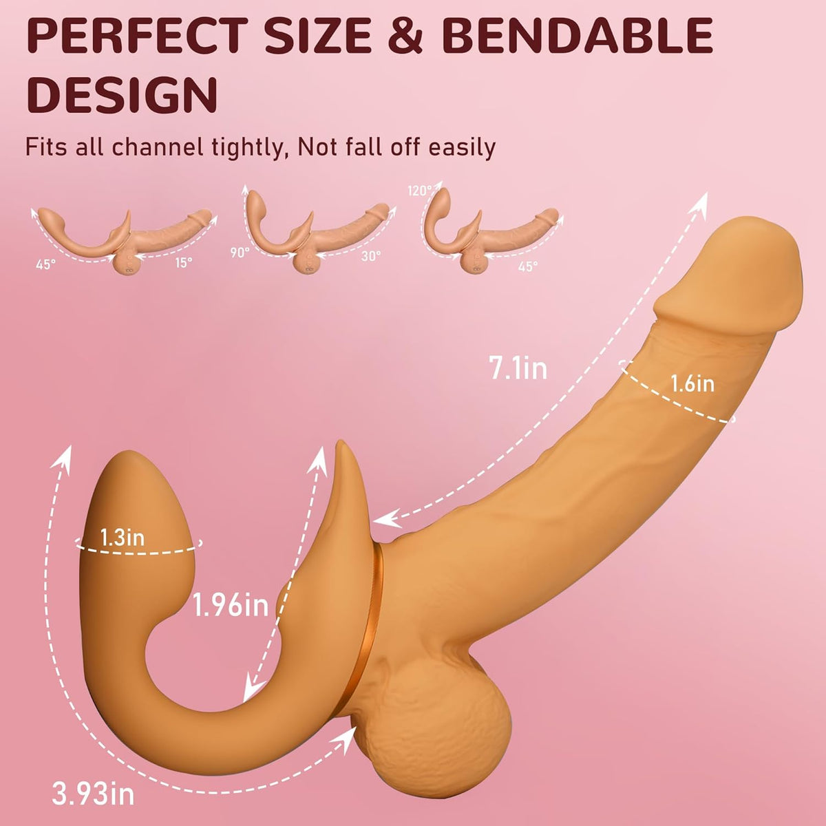 18cm Realistische Dubbele Vibrerende Strapless Dildo