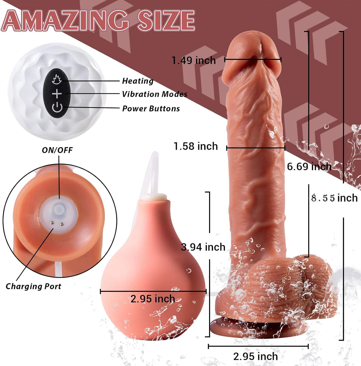 20cm Ejaculating Stotende Dildo Met Vibratie