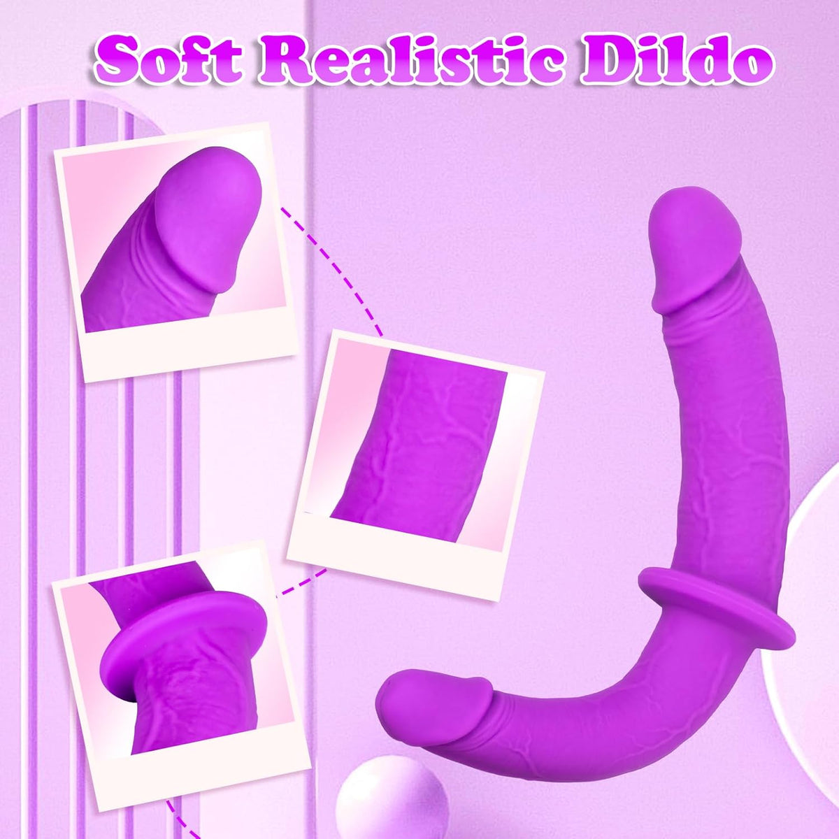 24cm Paarse Lesbienne Dubbele Voorbinddildo
