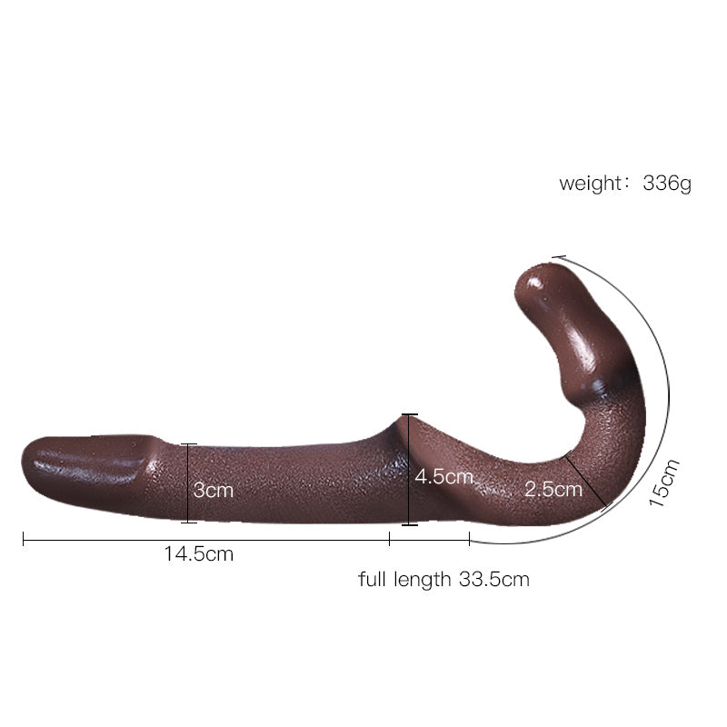 33.5cm Bruine Gladde Zachte Strapless Dildo