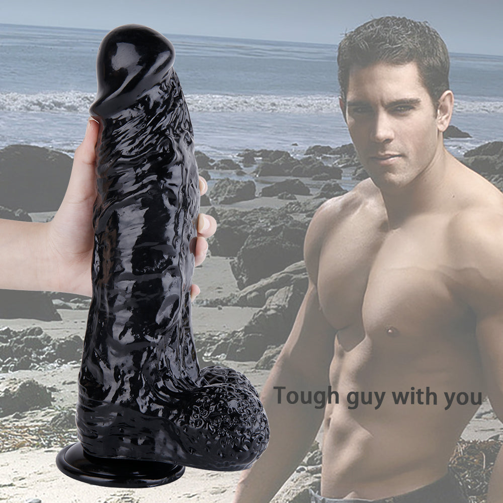 Grote Realistische Strap On Zwarte Dildo 30cm