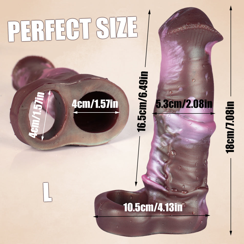 Bruine Fantasy Horse Cock Sleeve 18cm Siliconen