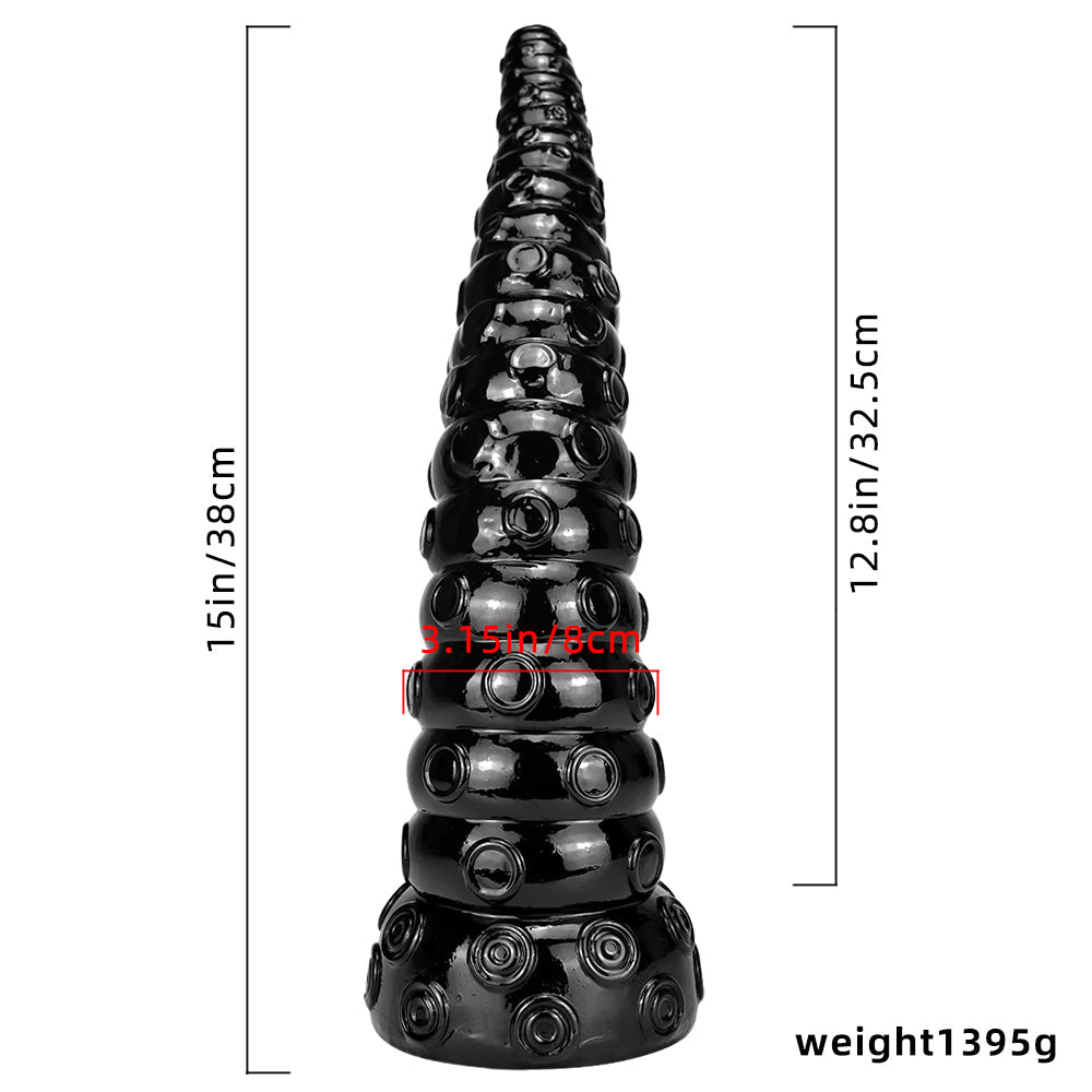 38cm Big Black Lang Tentakel Dildo Met Textuur