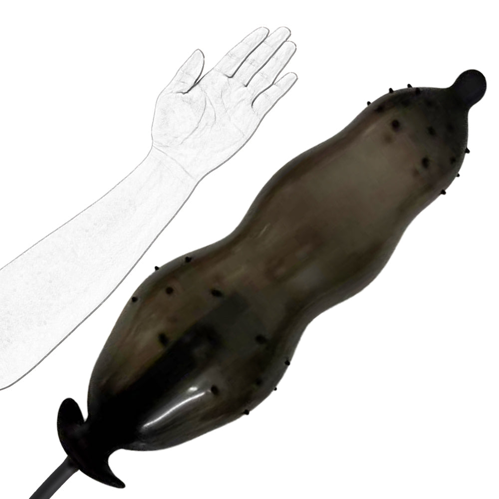 Zwarte Opblaasbare Buttplug met Kralen en Noppen