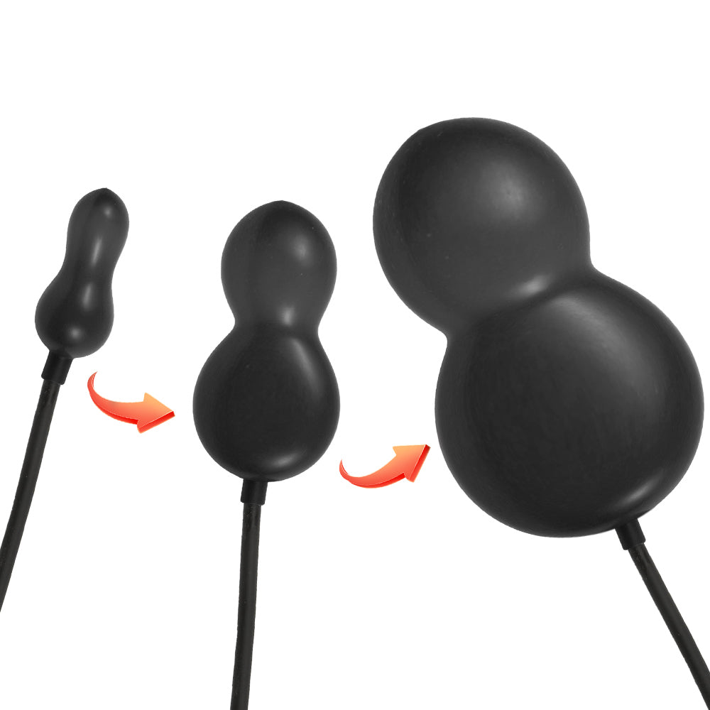 Black Dubbelzijdige Kralen Inflatable Anal Plug