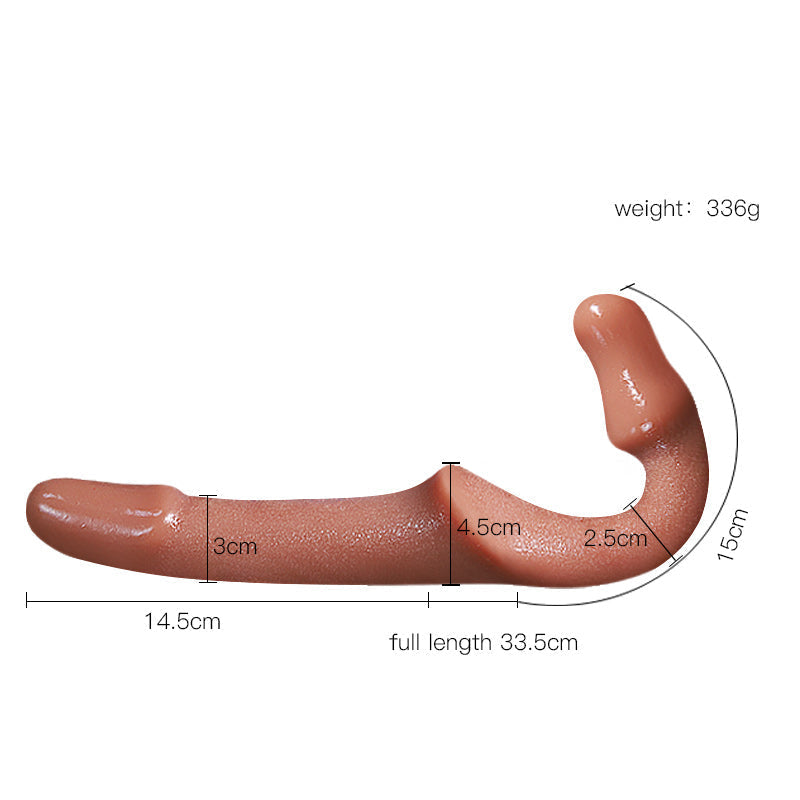 Bruine Siliconen Dubbele Lesbische Strapless Strapon