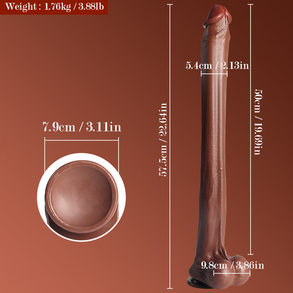 Bruine Massive Dildo 57 cm Extra Lang