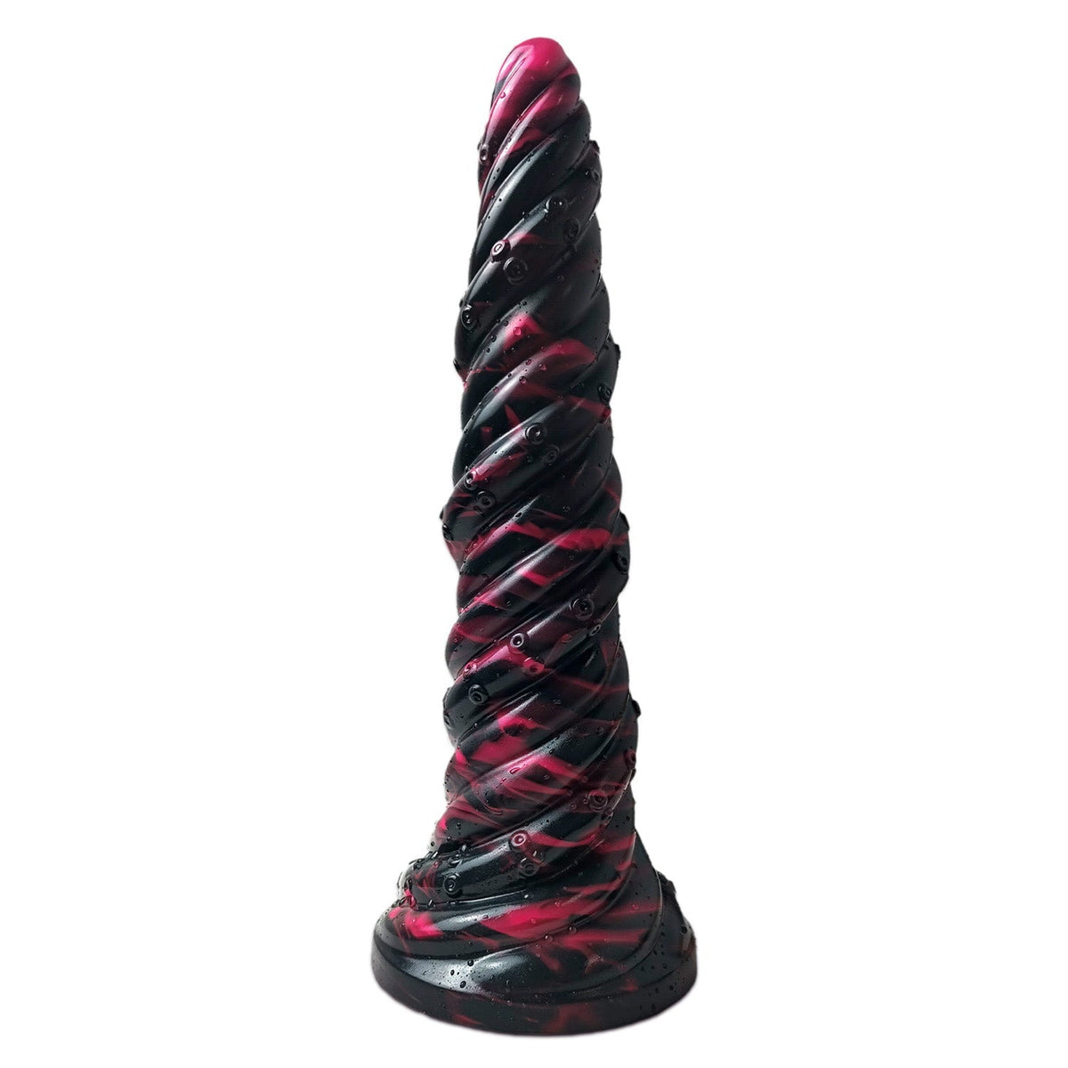25 cm Zwart Rode Alien Geribd Dildo