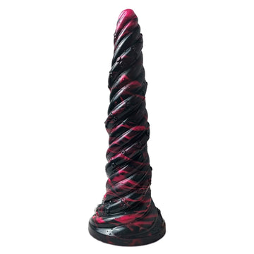 25 cm Zwart Rode Alien Geribd Dildo