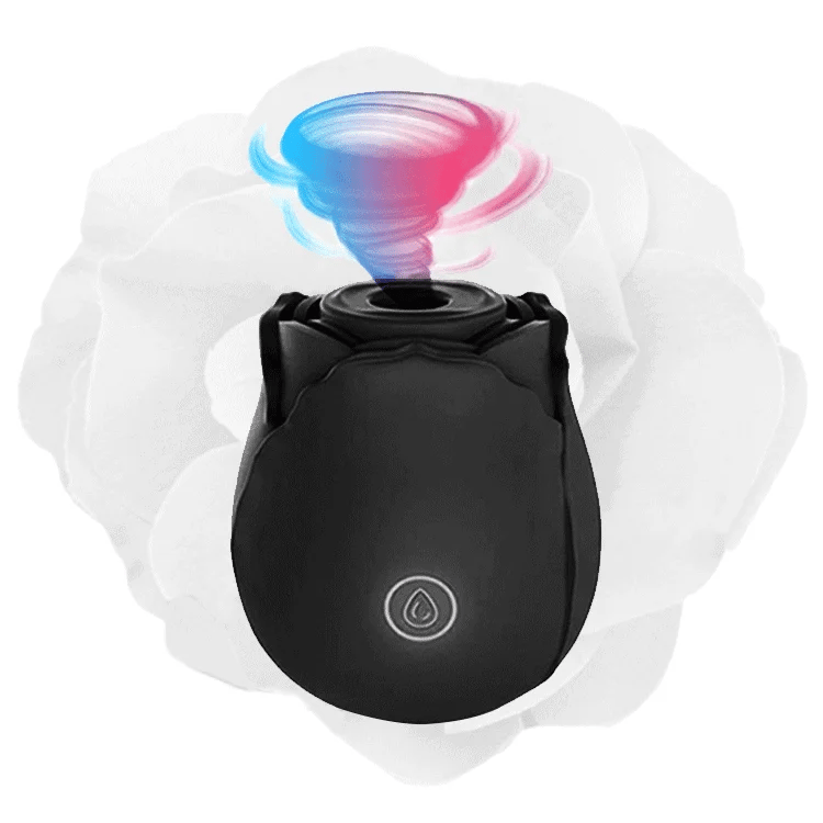 Zwarte Siliconen Rose Toy Met Magnetisch Opladen