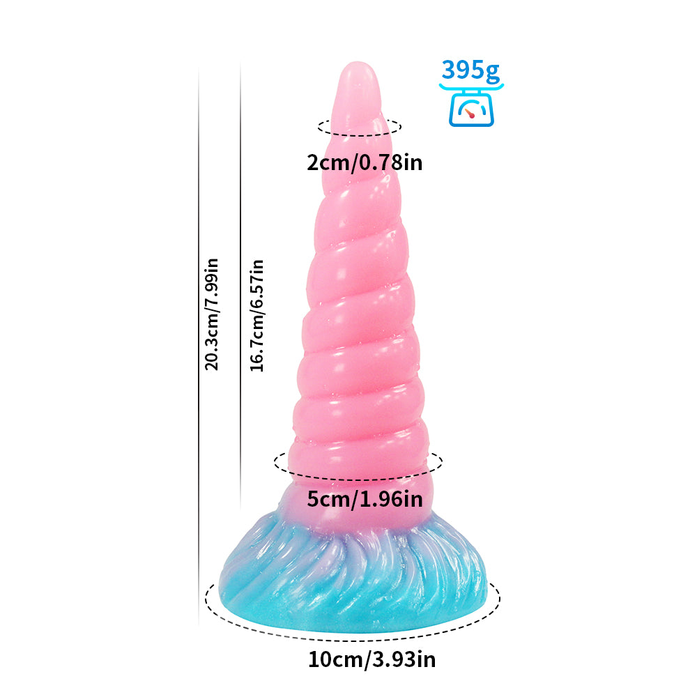 21cm Lichtgevende Eenhoorn Toelopend Anaal Dildo
