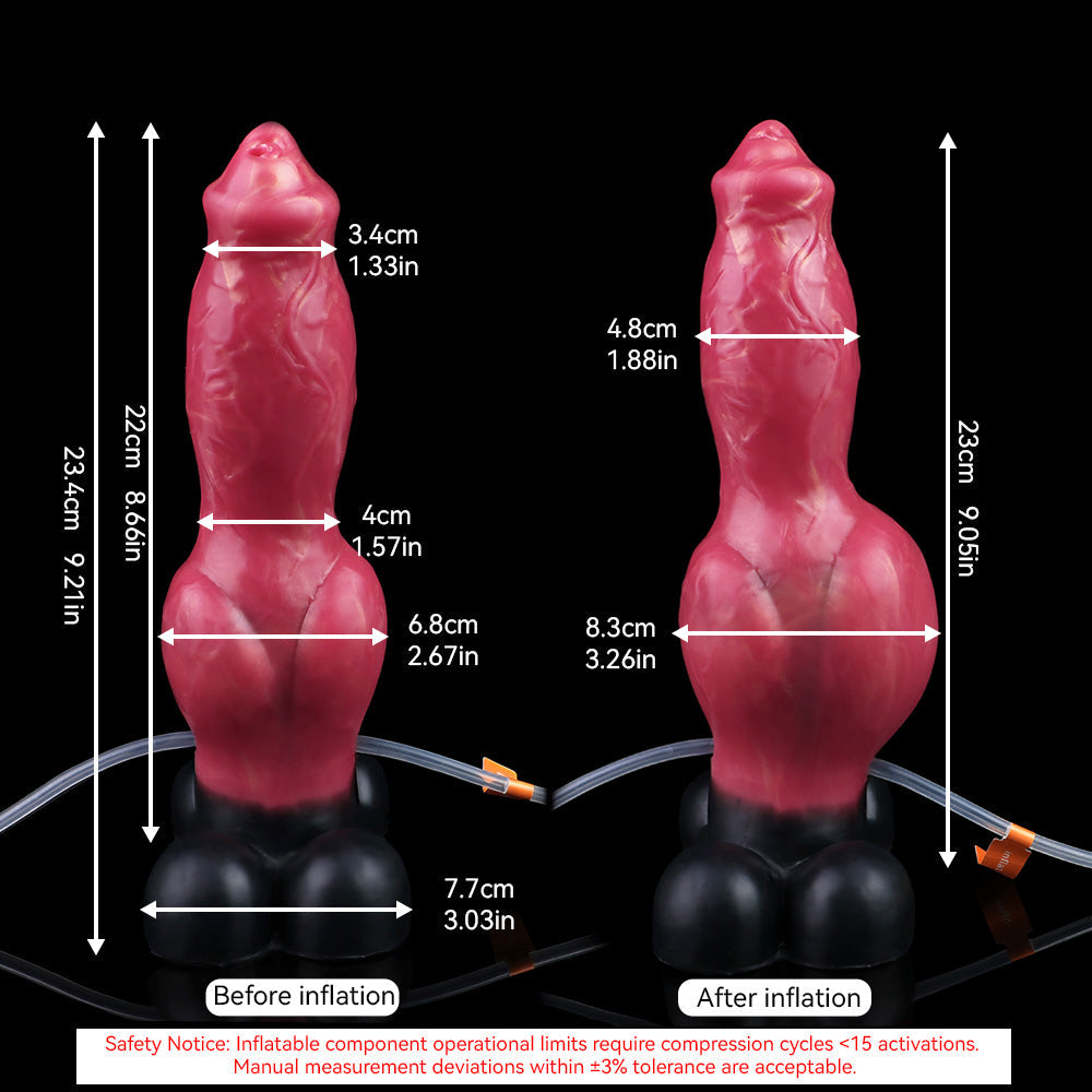 23cm Rode Honden Knot Squirtingdildo Met Inflatable