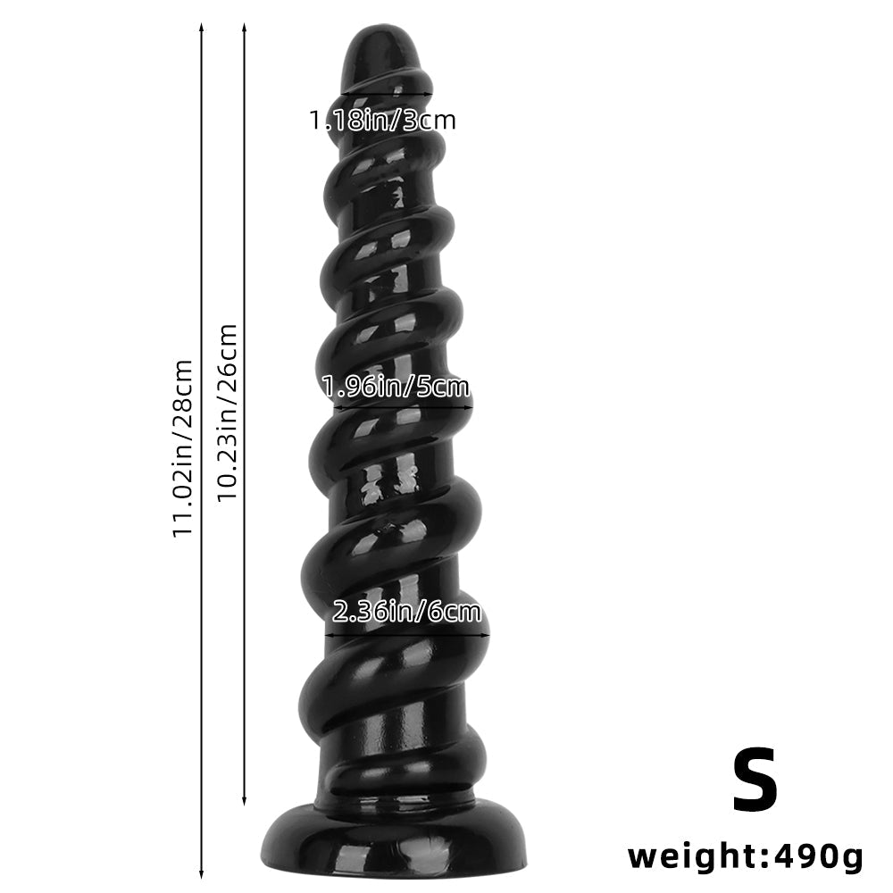 Zwarte Dikke Huge Dildo met Spiraalvormige Ribbels