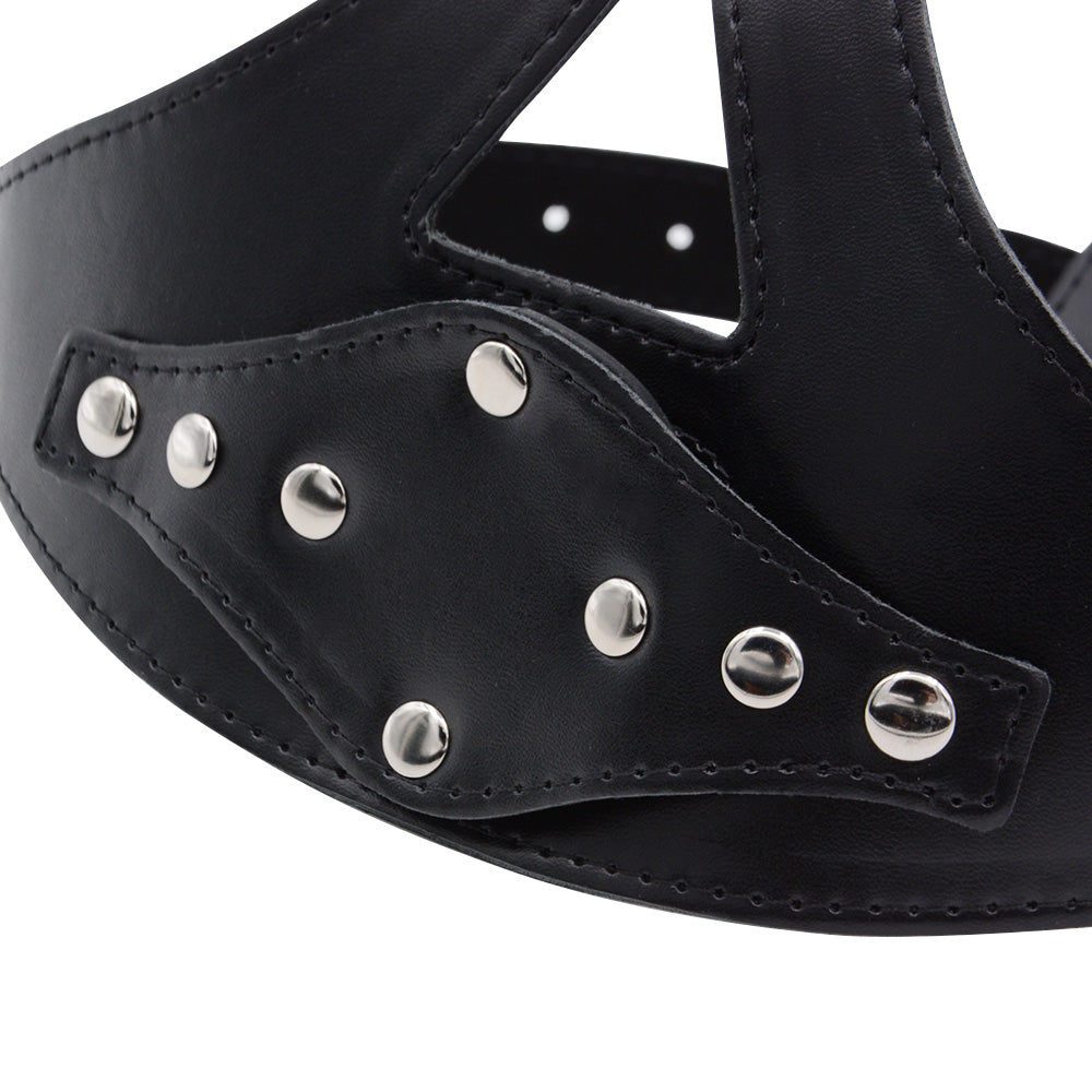 Zwart Verstelbaar Slavemasker Met Afneembare Gagdildo