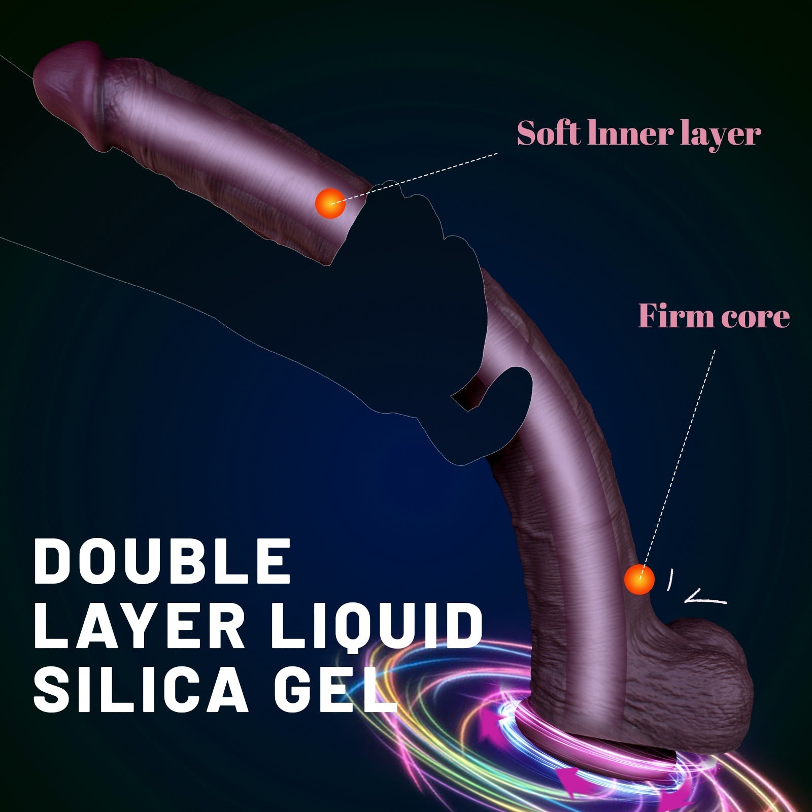 40 cm Long Dildo Dual Density Brown Realistic