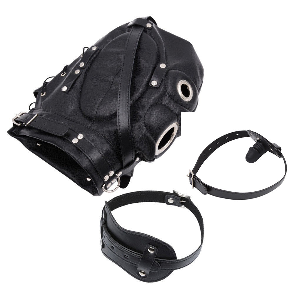 Leather BDSM Bondage Dildo Gag Mask