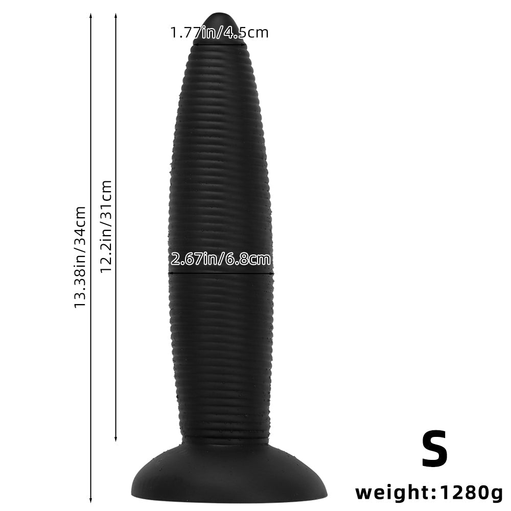 Big Black Dildo Realistisch Met Ribbels 38cm