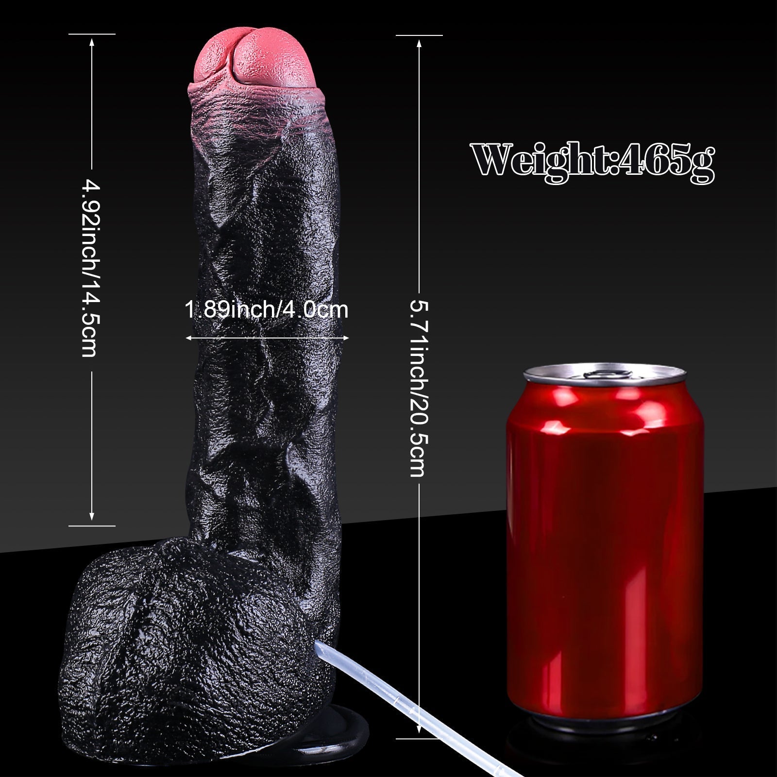 Black Realistic Ejaculating Dildo Silicone Toy