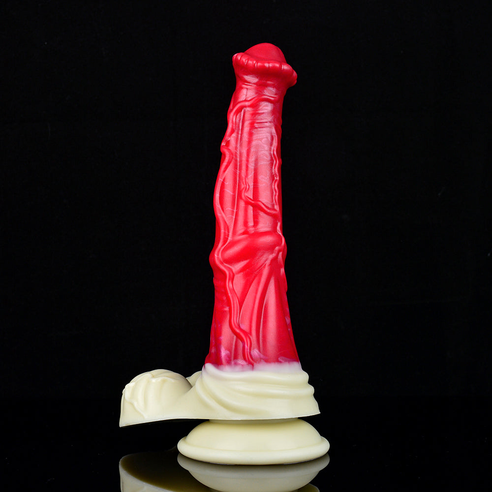 9 Inch Red Texture Fantasy Horse Dildo