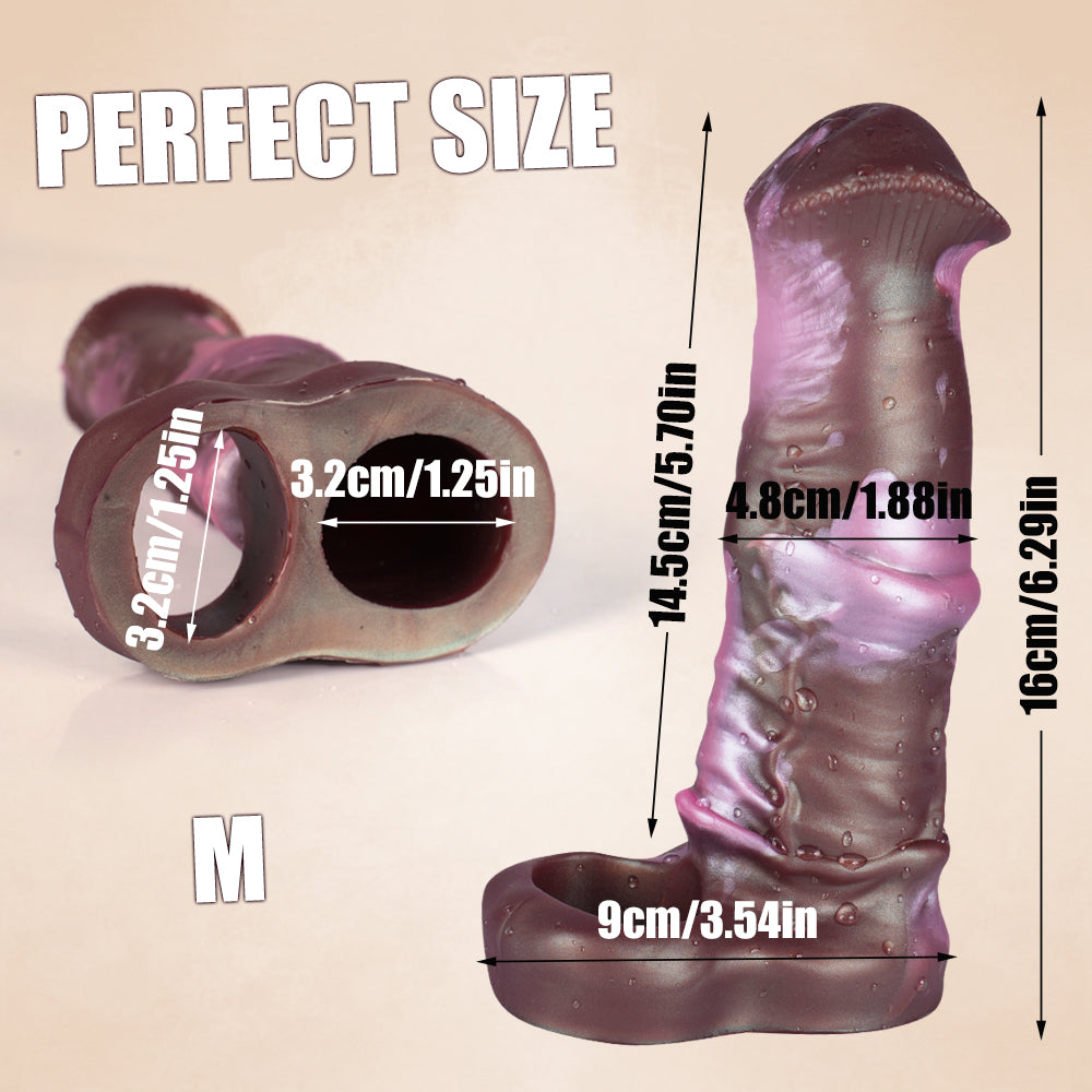 Bruine Fantasy Horse Cock Sleeve 18cm Siliconen