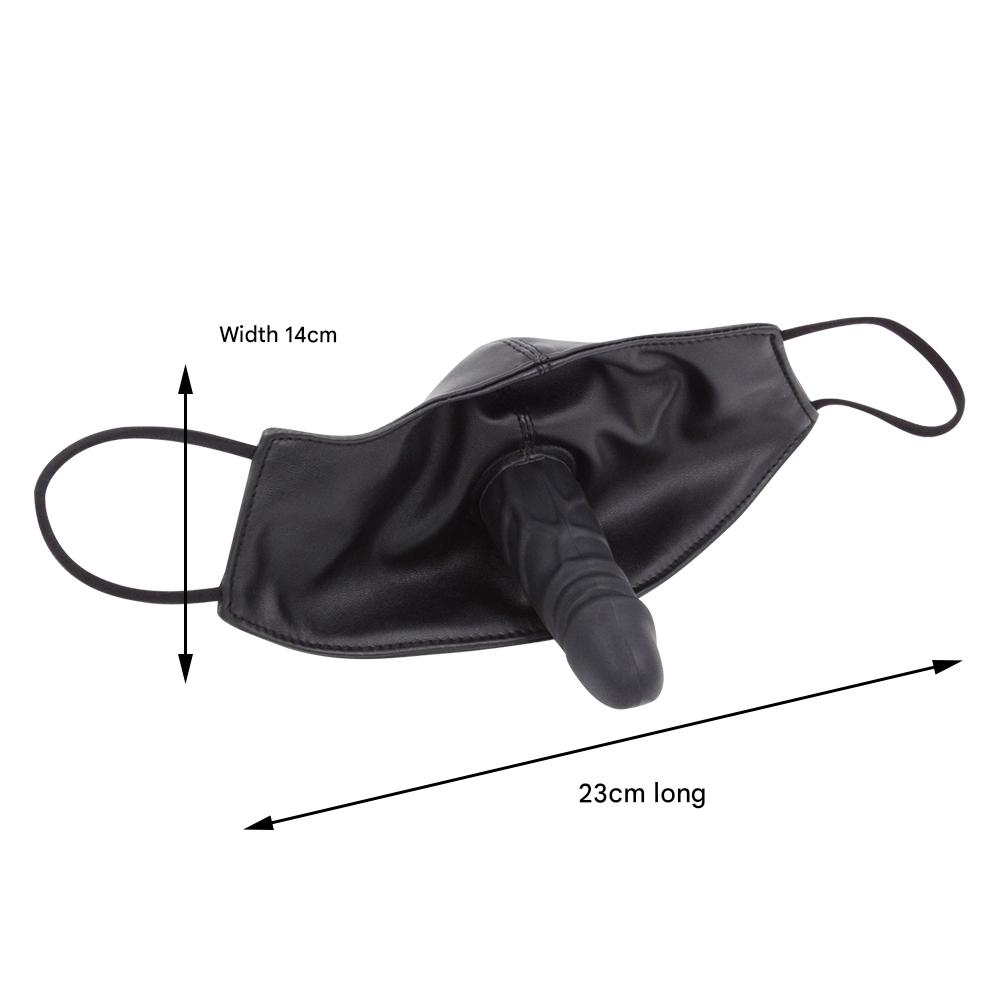 Zwart BDSM Masker Met Gagdildo En Riem