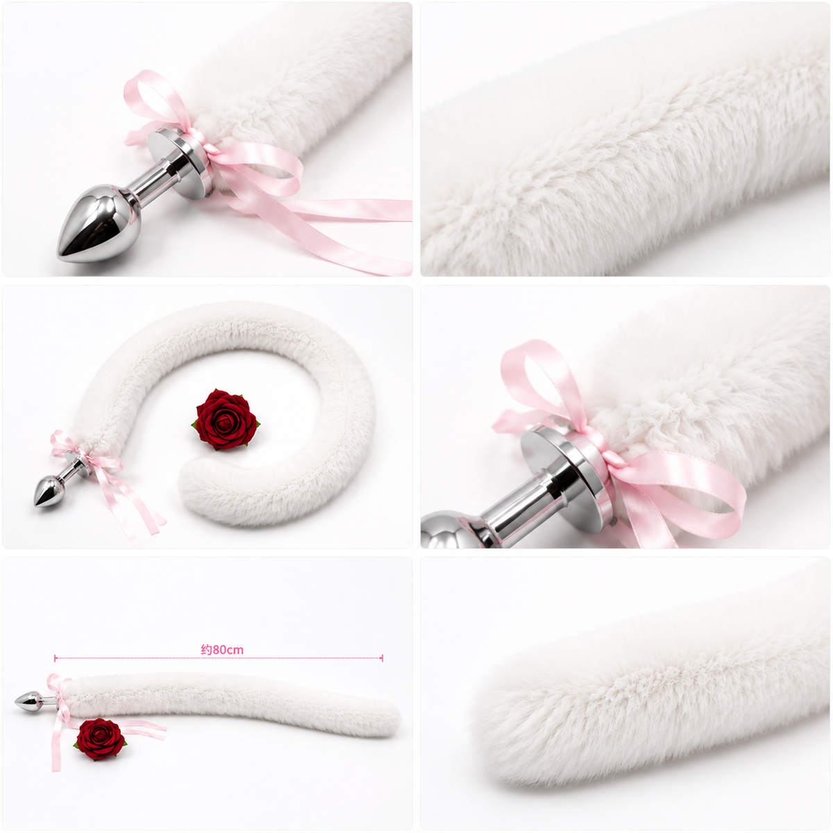 Witte Extra Lange Cat Tail Plug Cosplay