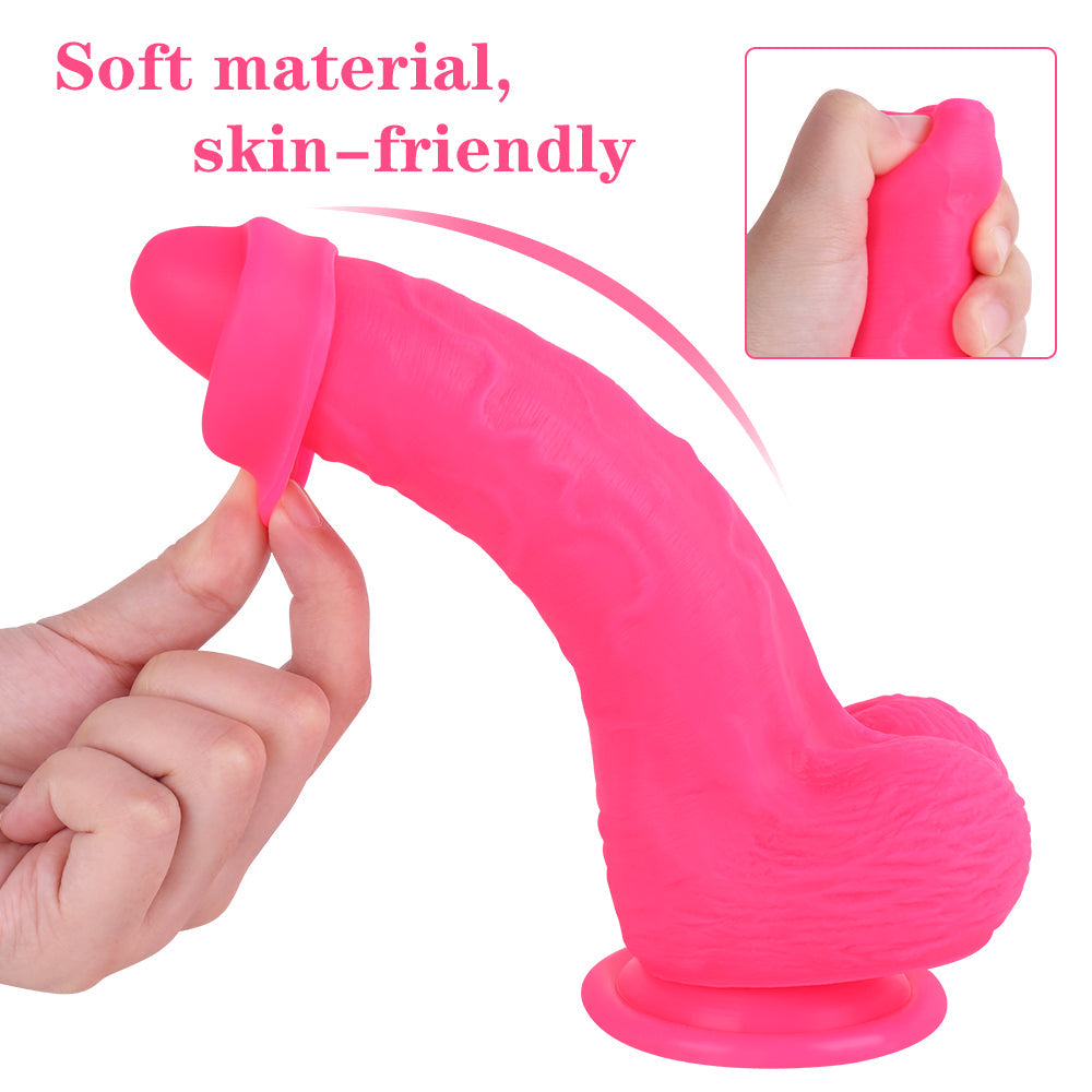 20.3cm Pink Dildo Realistische Voorhuid Silicone