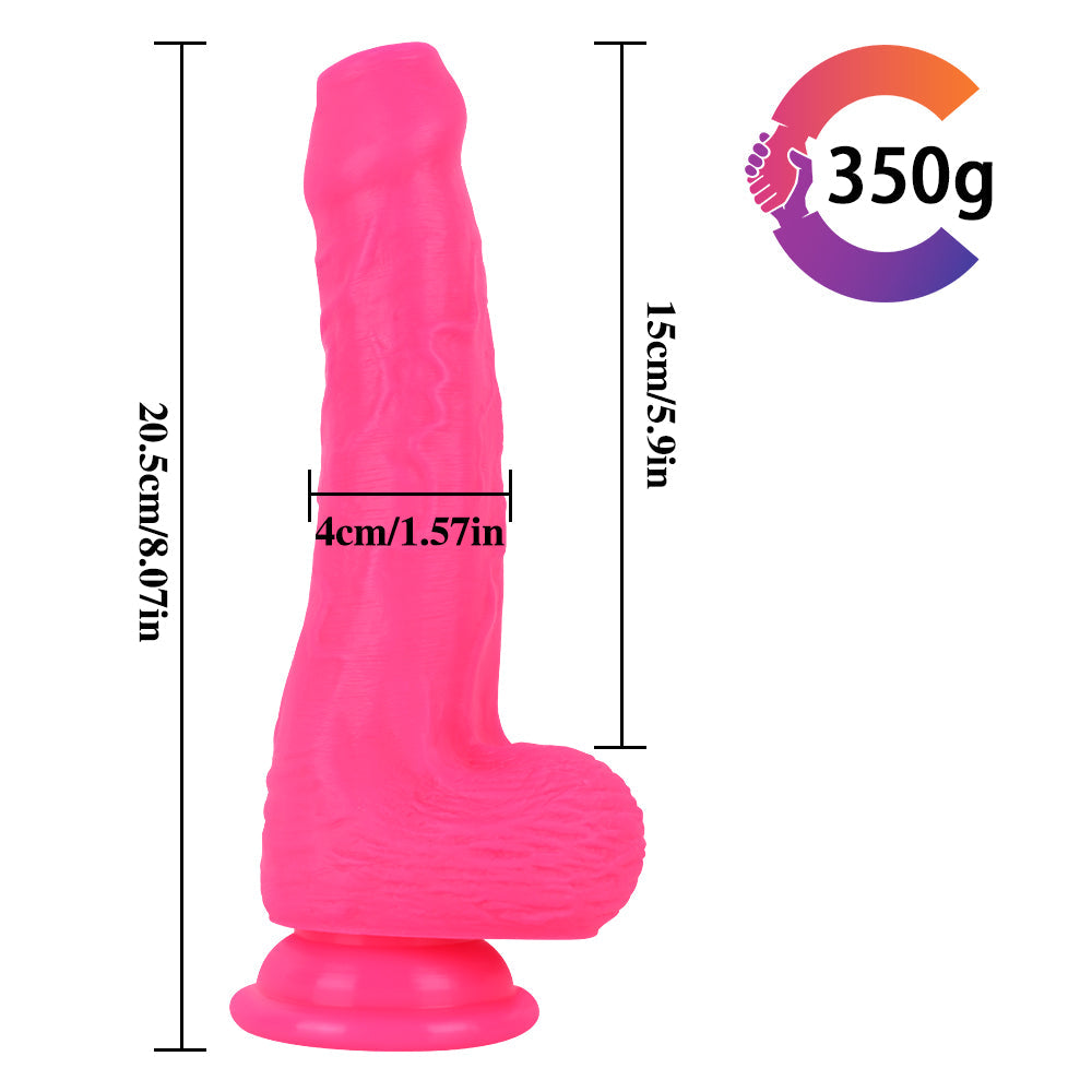 20.3cm Pink Dildo Realistische Voorhuid Silicone