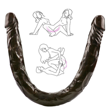 55 cm Donkerbruine Dubbelzijdige Flexibele Siliconen Dildo
