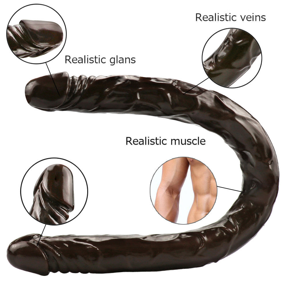 55 cm Donkerbruine Dubbelzijdige Flexibele Siliconen Dildo