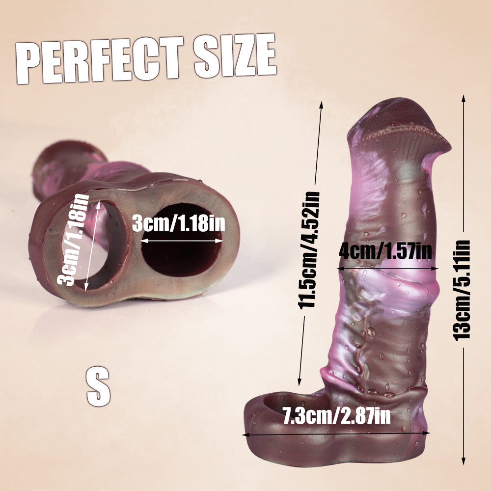 Bruine Fantasy Horse Cock Sleeve 18cm Siliconen