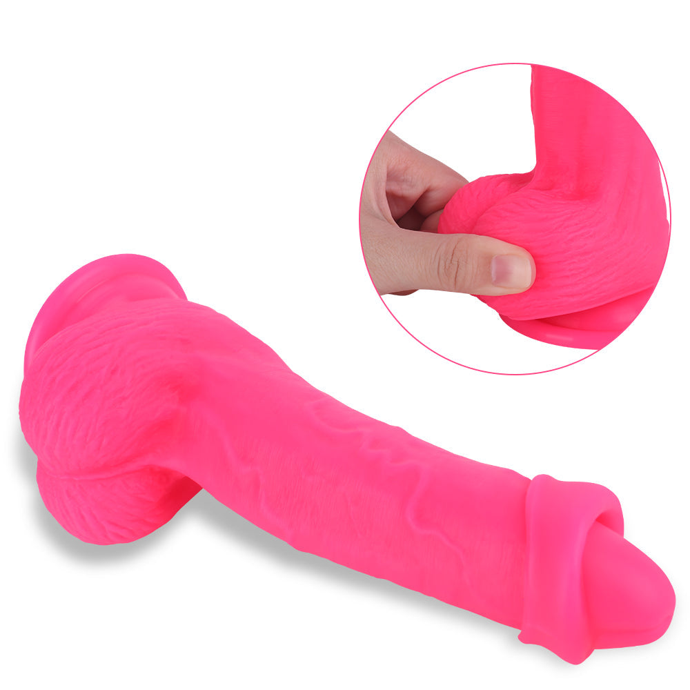 20.3cm Pink Dildo Realistische Voorhuid Silicone