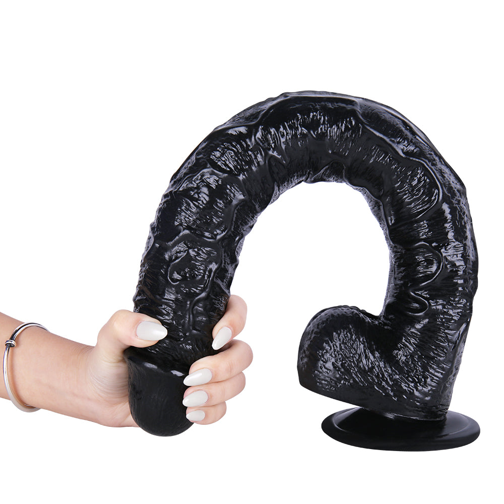 41cm XXL Zwarte PVC Strap On Dildo