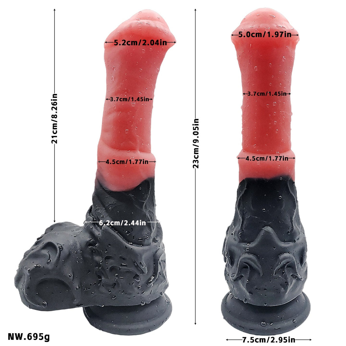23 cm Siliconen Fantasy Stotende Horse Dildo