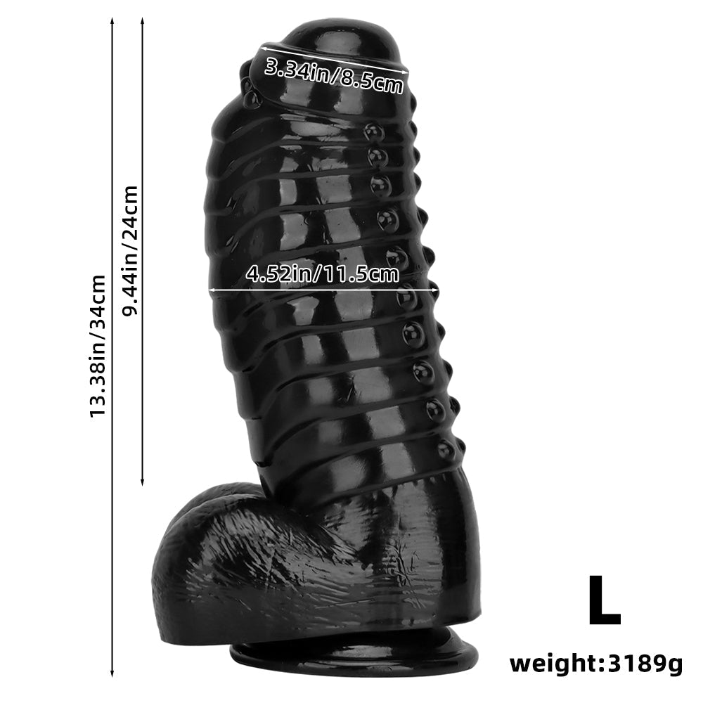 34 cm Big Black Dildo Met Voorhuid