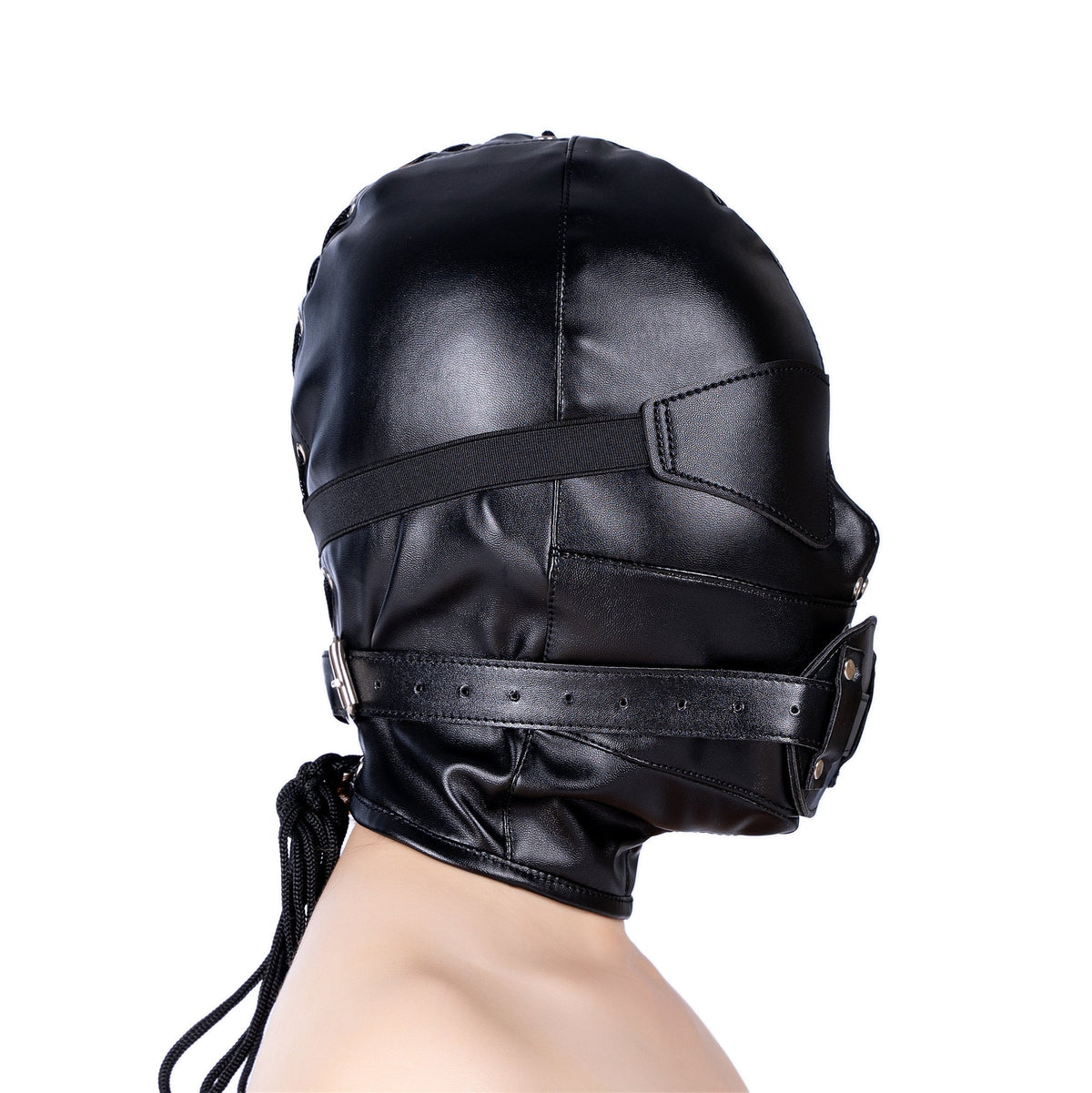 BDSM Hood Masker Met Dildo Gag Zwart