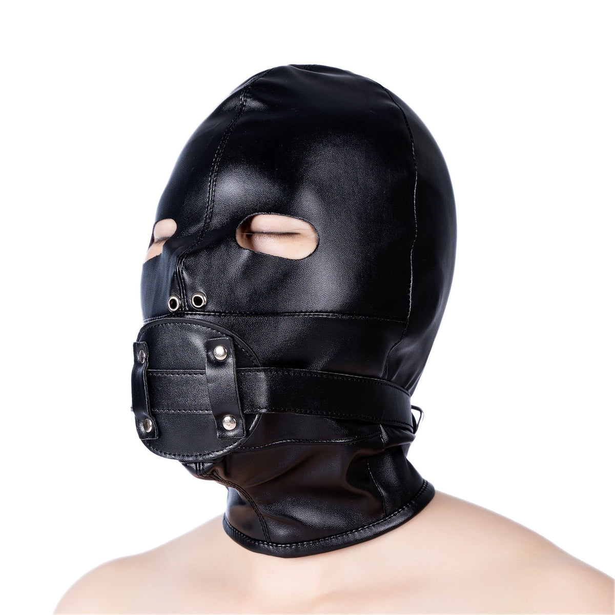BDSM Hood Masker Met Dildo Gag Zwart